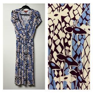 MODCLOTH Faux Wrap Giraffe Print Midi Dress, Sz S